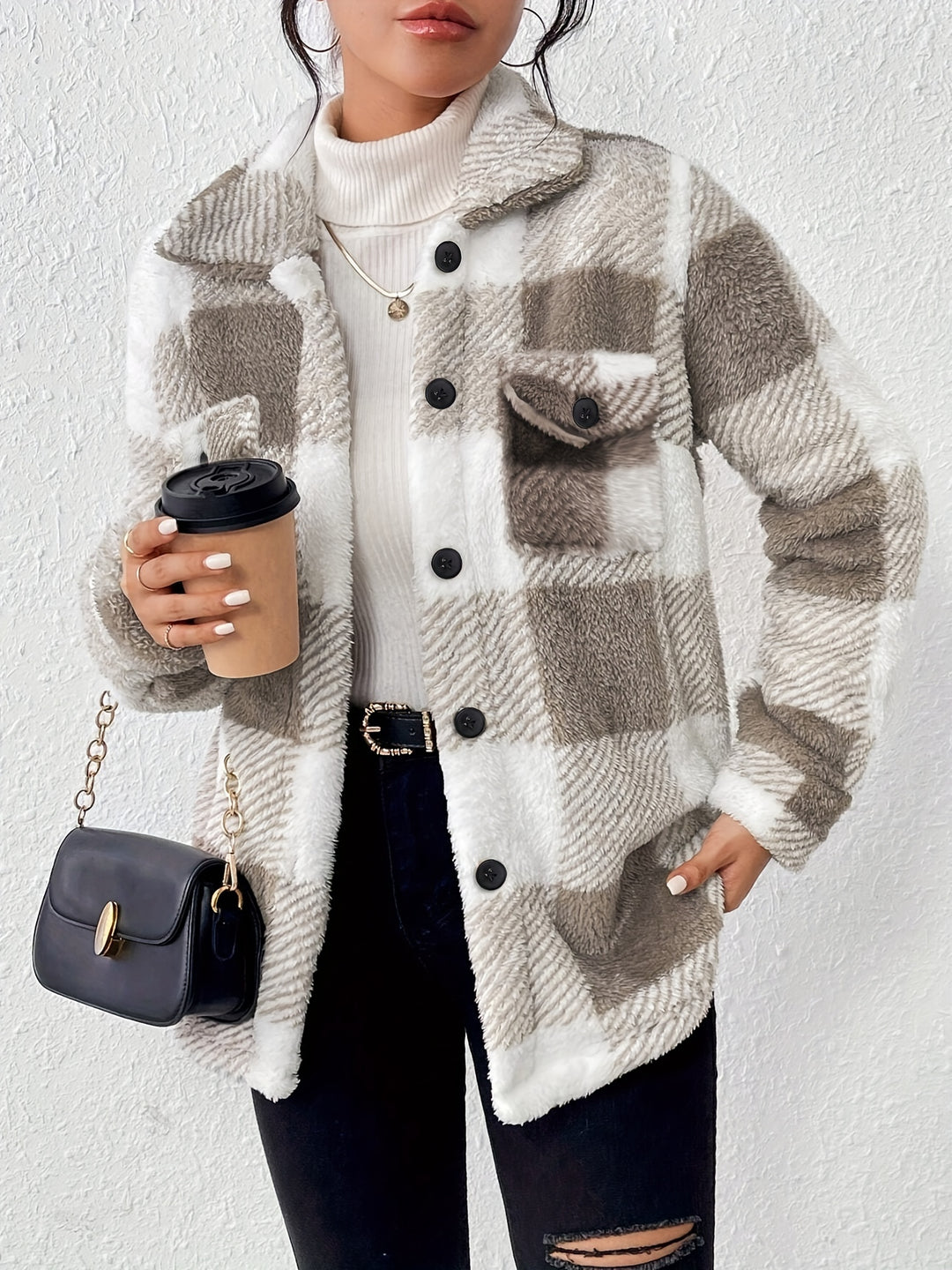 Stylish checked jacket for women