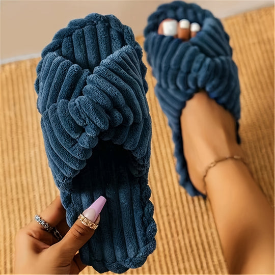 Open cross-strap slippers for women