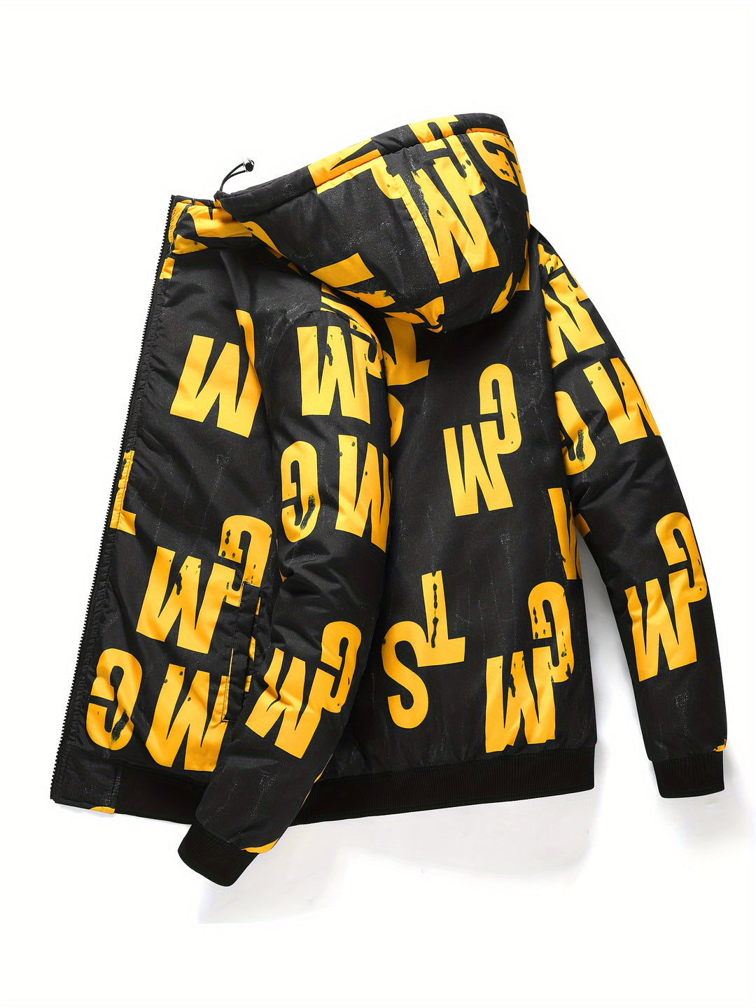 Warm puffer jacket with letter pattern for men