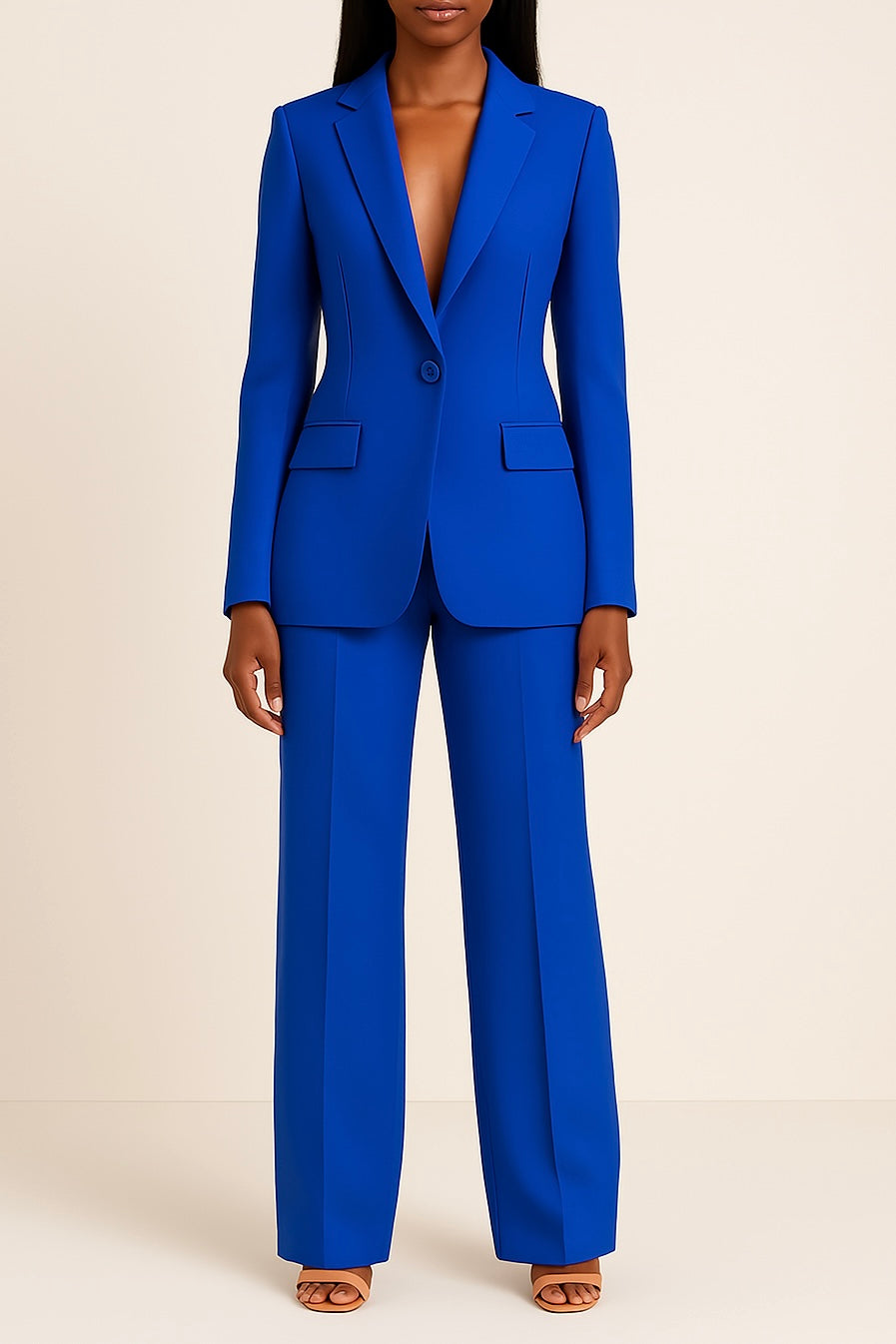 Women's Blazer and Trousers Set with Classic Design 