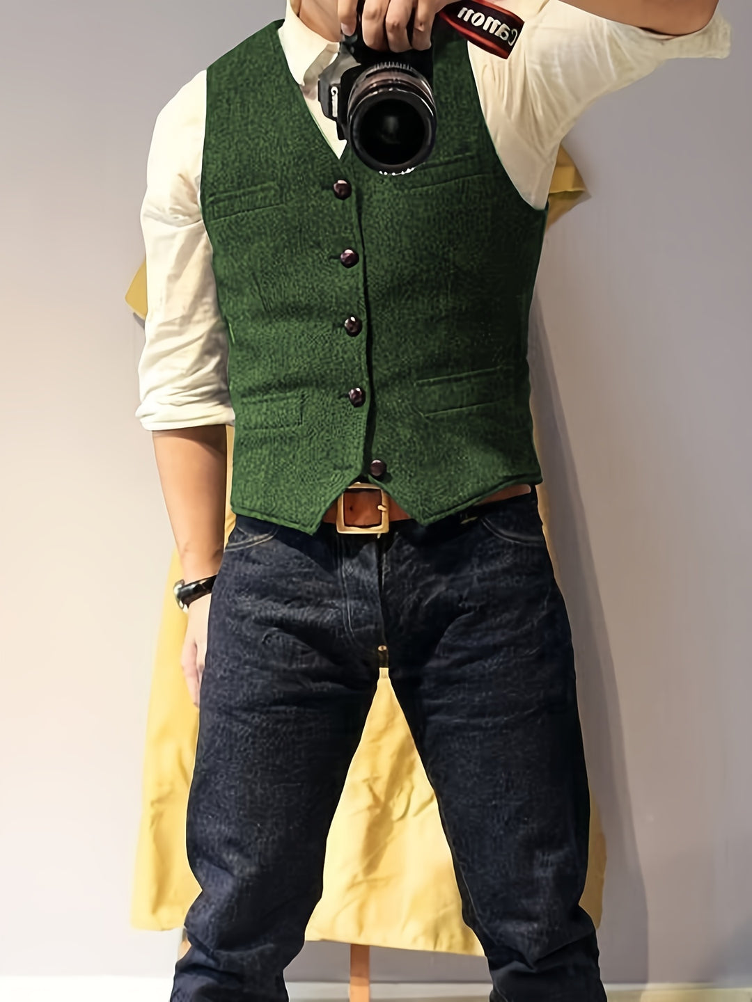 Vintage tweed western-style vest for men