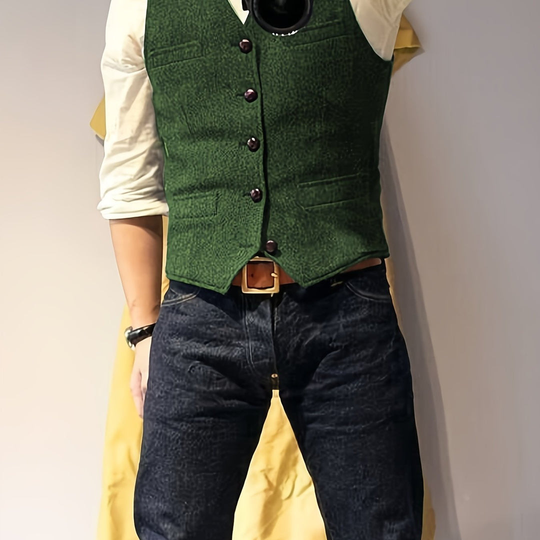 Vintage tweed western-style vest for men