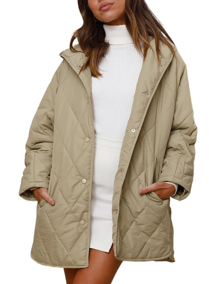 Damen Steppjacke Mit Kapuze Und Fronttaschen