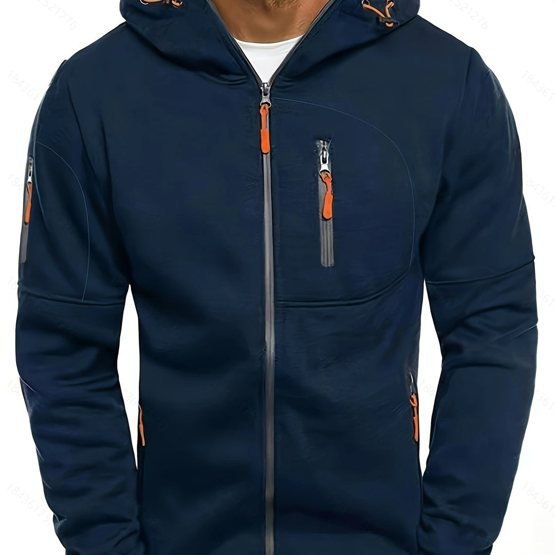 Men's sporty zip-up hooded jacket