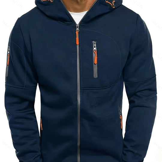 Men's sporty zip-up hooded jacket