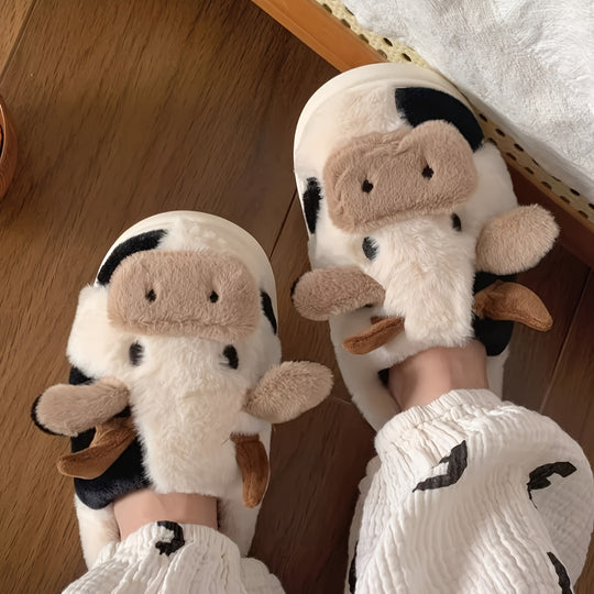 Cozy cow-design slippers for women