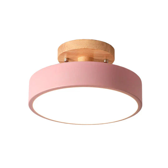 Scandinavian LED ceiling lamp with wooden details &amp; modern color options