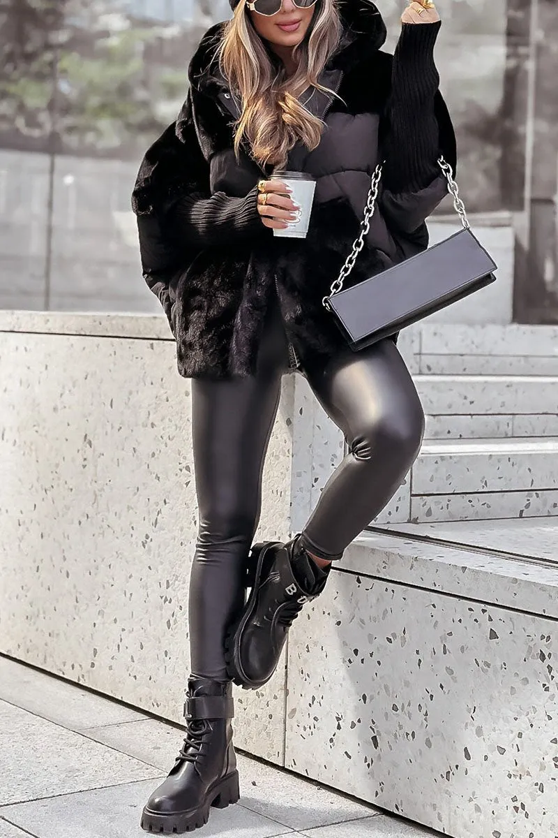 Women's Bomber Jacket with Hood and Multicolored Design 