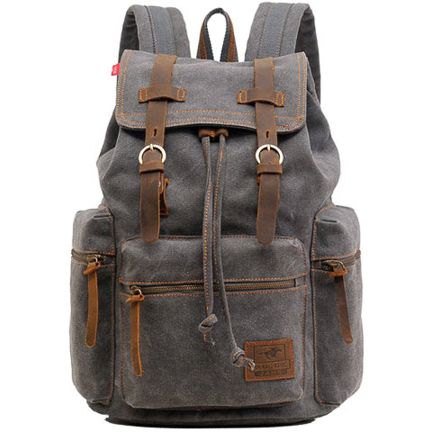 Canvas-Rucksack im Vintage-Stil mit Überschlagklappe
