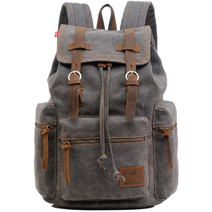 Canvas-Rucksack im Vintage-Stil mit Überschlagklappe