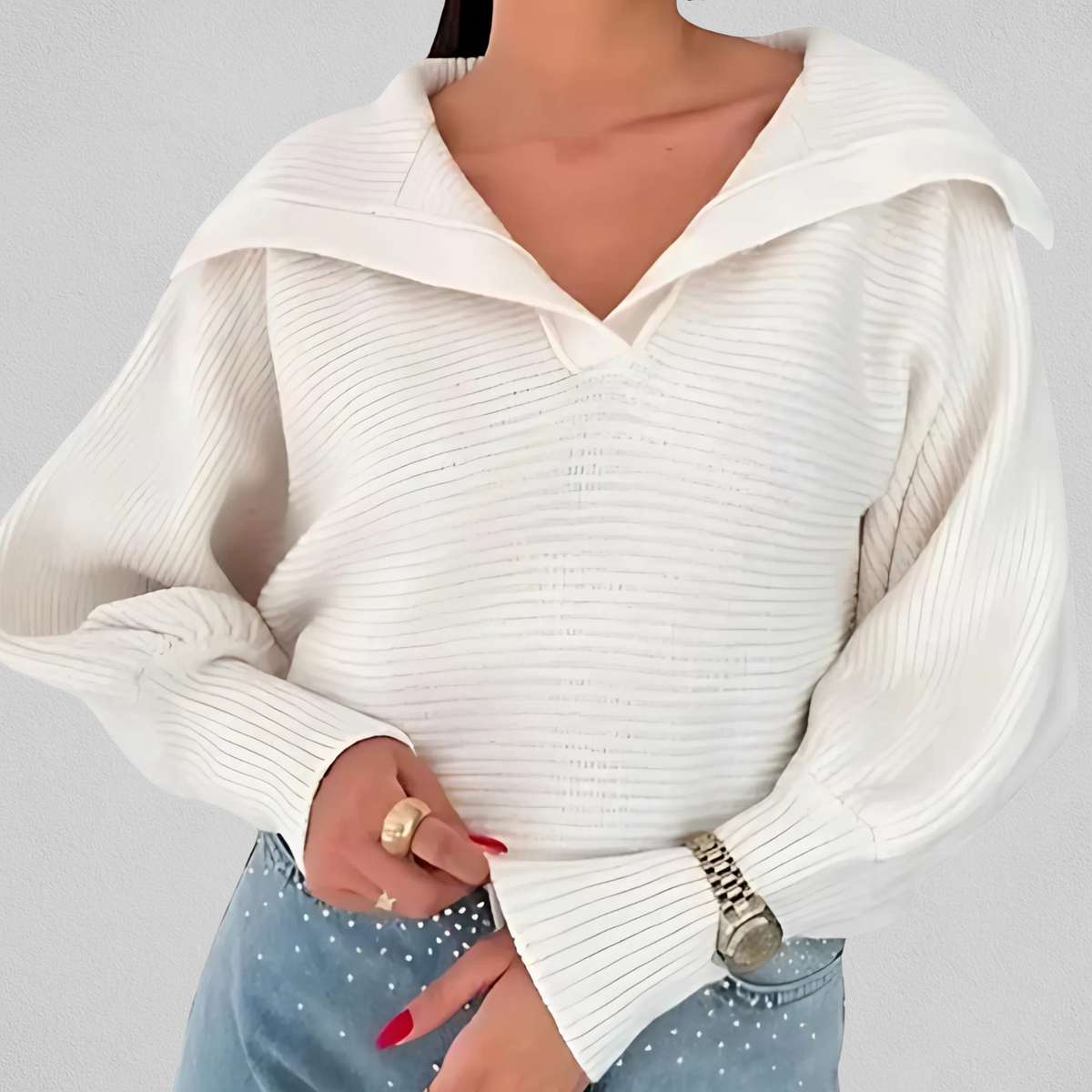 Nahaufnahme des weichen Materials am Damenpullover