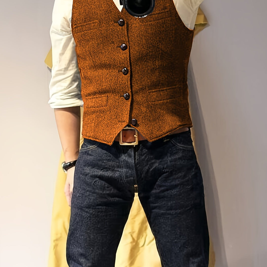Vintage tweed western-style vest for men