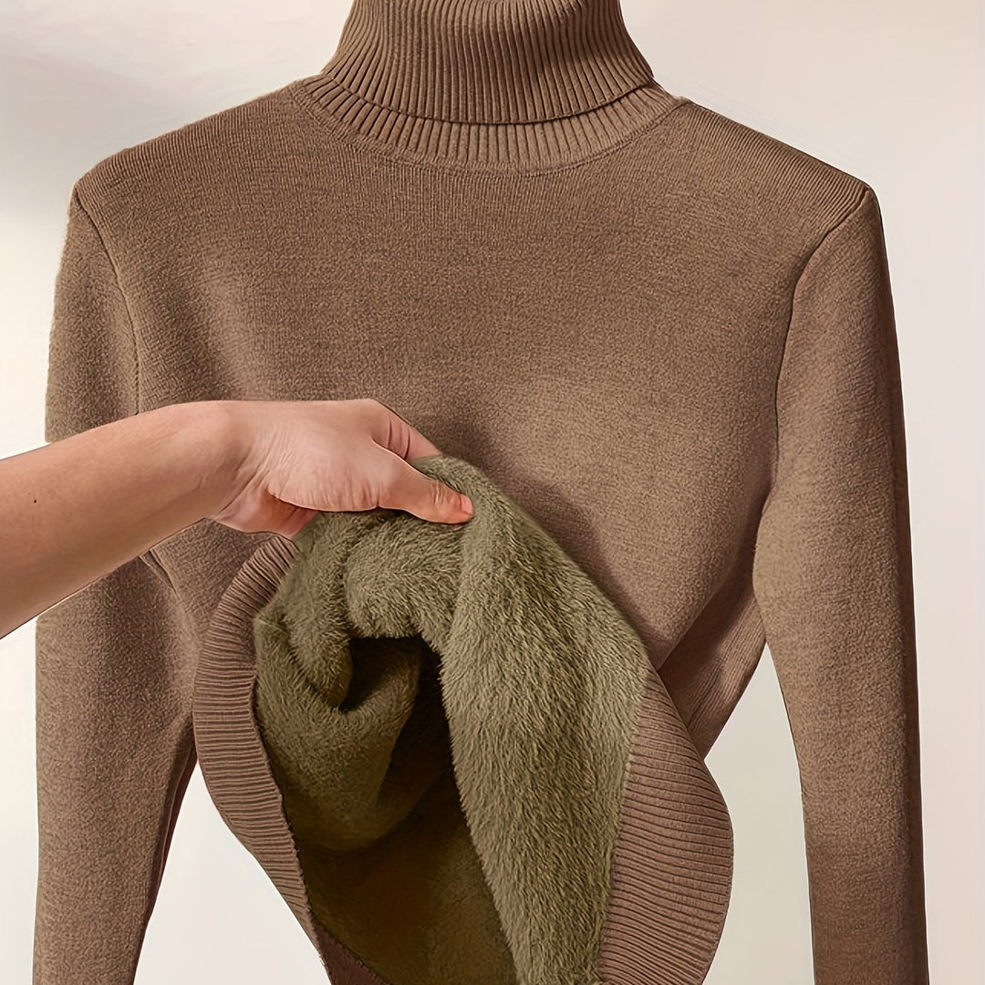 Women's solid-color turtleneck sweater