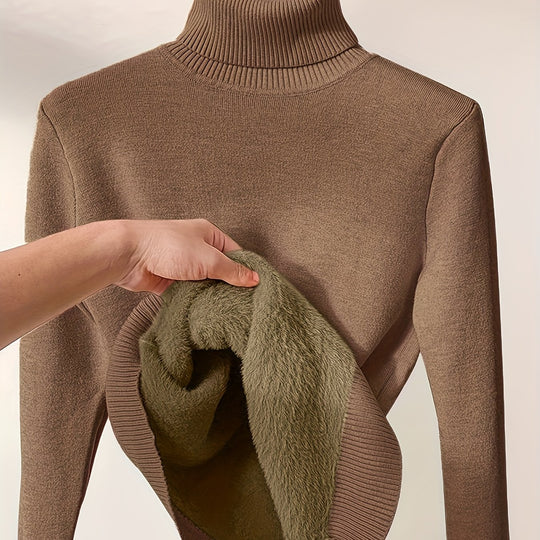 Women's solid-color turtleneck sweater