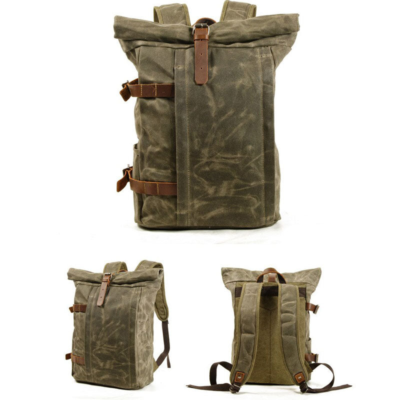 Robuster Canvas-Rucksack für Herren mit Rolltop