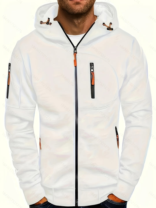 Men's sporty zip-up hooded jacket