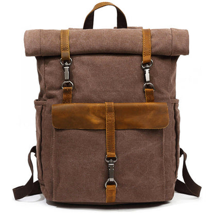 Canvas-Rucksack für Herren mit Rolltop-Verschluss