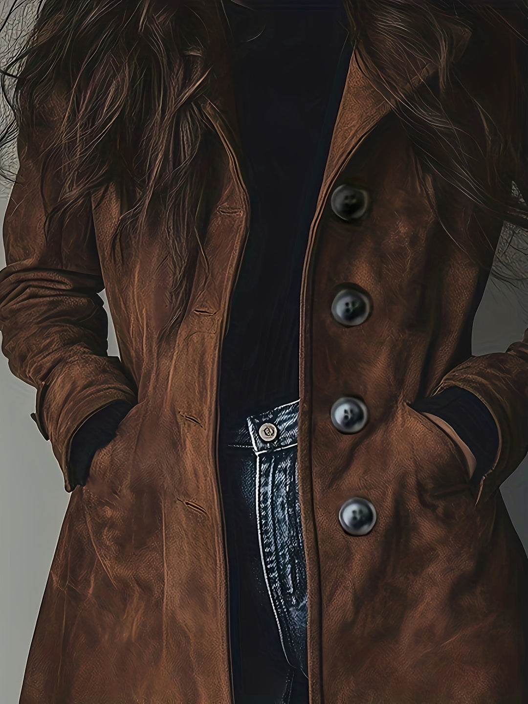 Classic coat with lapel collar and button placket for women