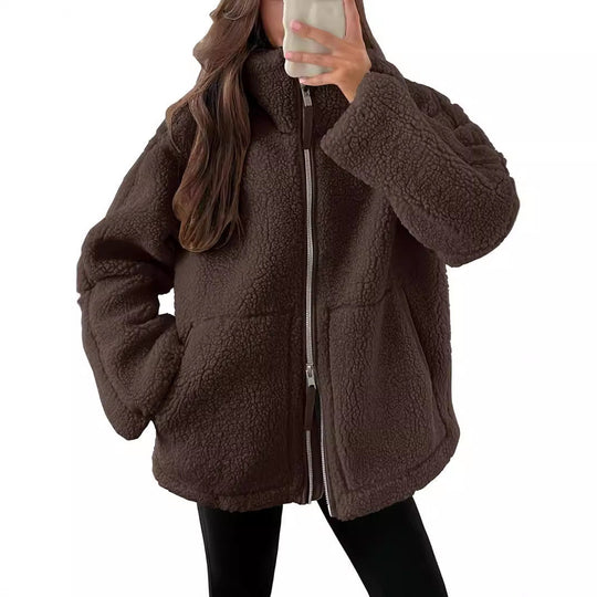 Women's Teddy Jacket with Zipper for Winter and Autumn
