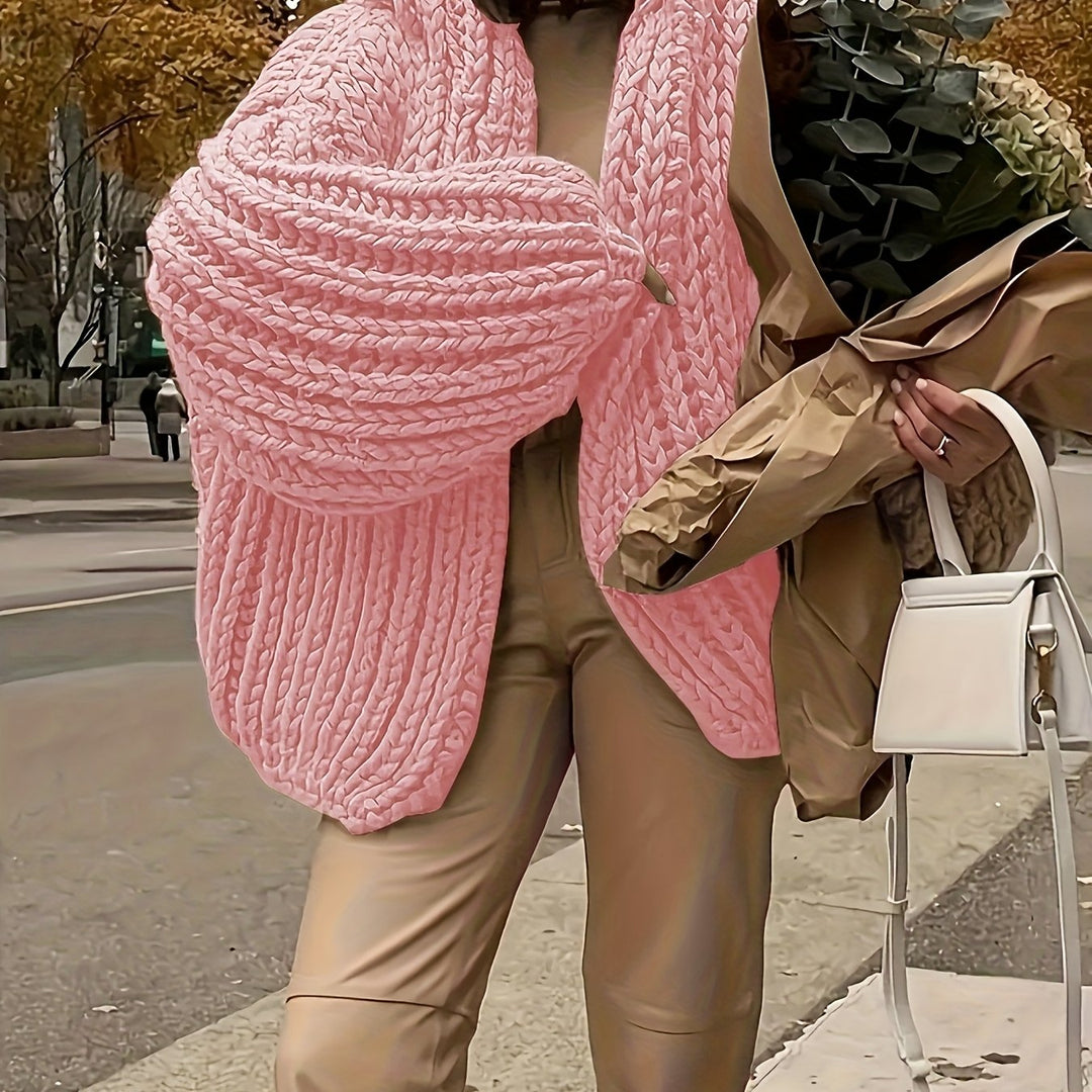 Women's hooded cardigan with oversized sleeves