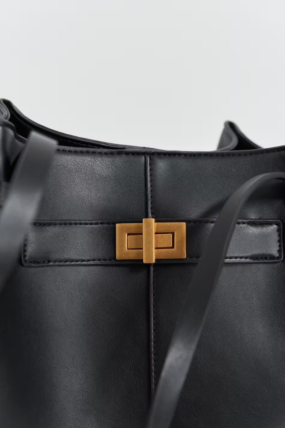 Livana Tote Black | Large tote bag made of vegan ultrafiber with laptop compartment and gold details for women