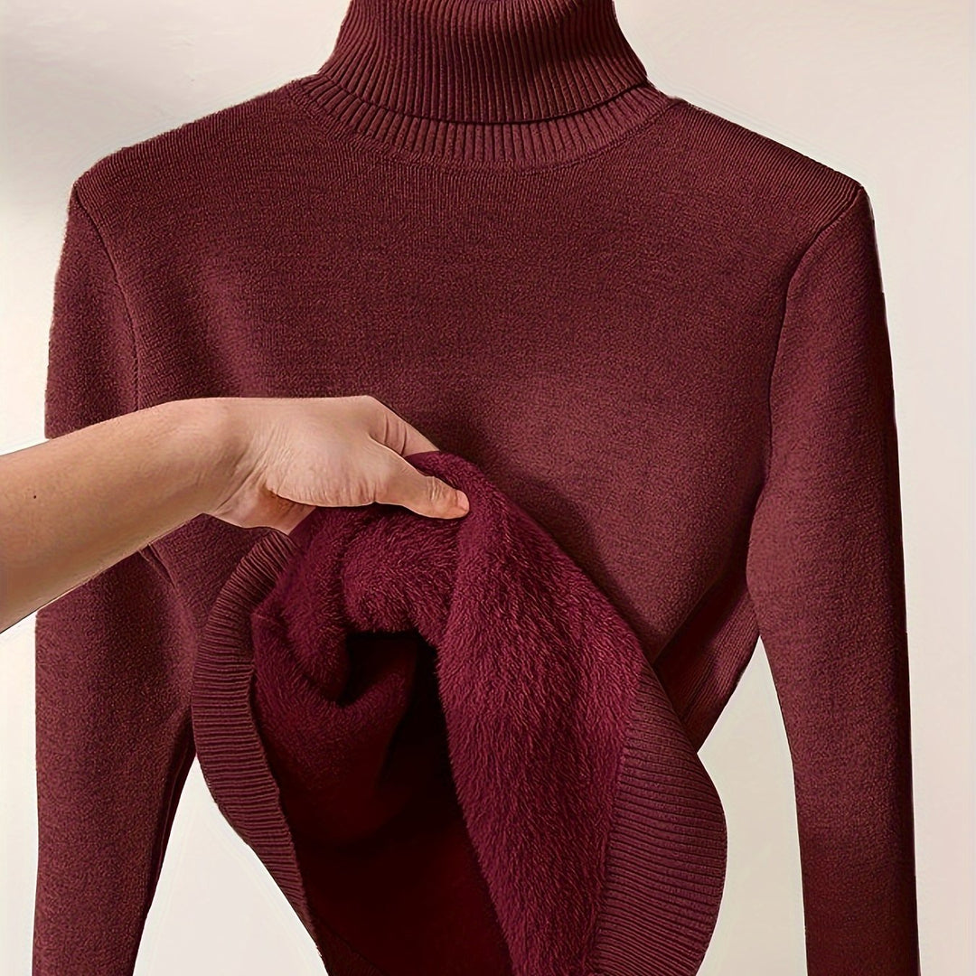 Women's solid-color turtleneck sweater