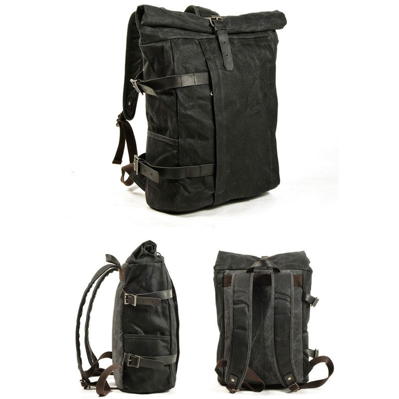 Robuster Canvas-Rucksack für Herren mit Rolltop