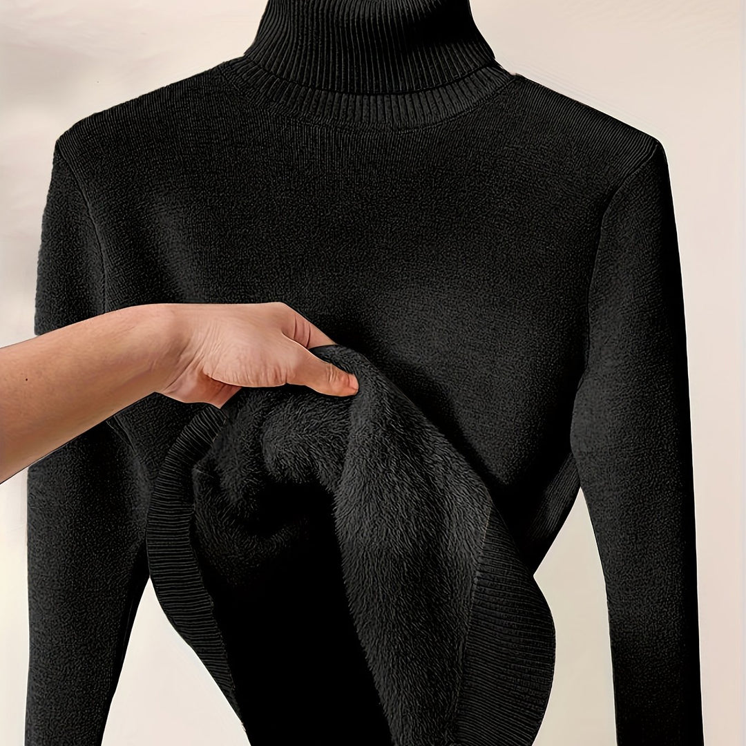 Women's solid-color turtleneck sweater