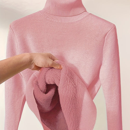 Women's solid-color turtleneck sweater