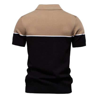 Zweifarbiges Poloshirt für Herren mit V-Ausschnitt