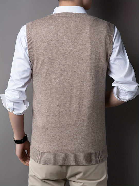 Sleeveless V-neck knit sweater for men