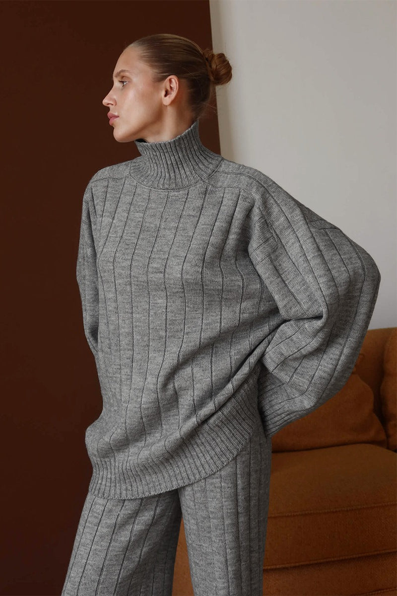Rippstrickpullover mit hohem Rollkragen für Damen
