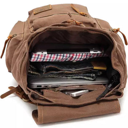 Canvas-Rucksack im Vintage-Stil mit Überschlagklappe