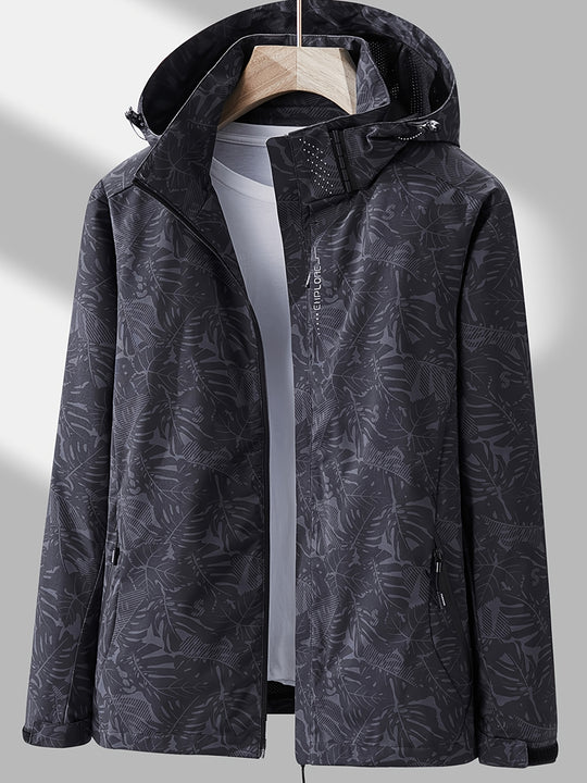 Camouflage outdoor jacket with detachable hood for women