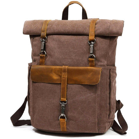 Canvas-Rucksack für Herren mit Rolltop-Verschluss
