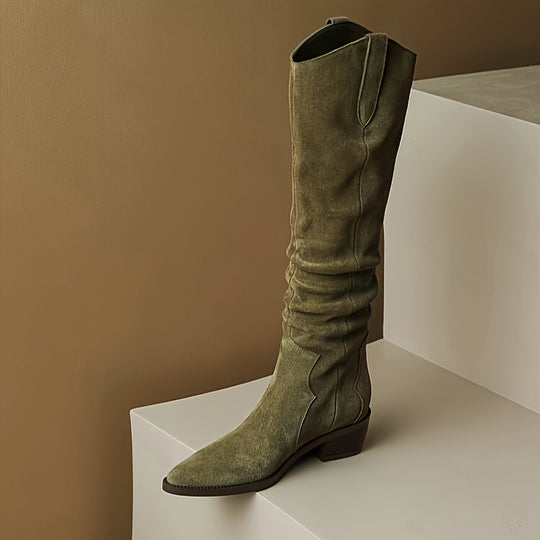 Western boots with block heel and pointed toe for women 