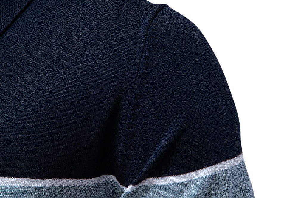 Zweifarbiges Poloshirt für Herren mit V-Ausschnitt