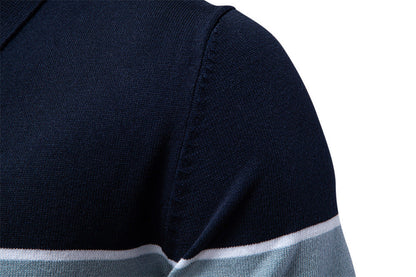 Zweifarbiges Poloshirt für Herren mit V-Ausschnitt