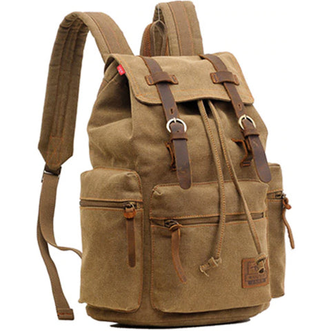 Canvas-Rucksack im Vintage-Stil mit Überschlagklappe