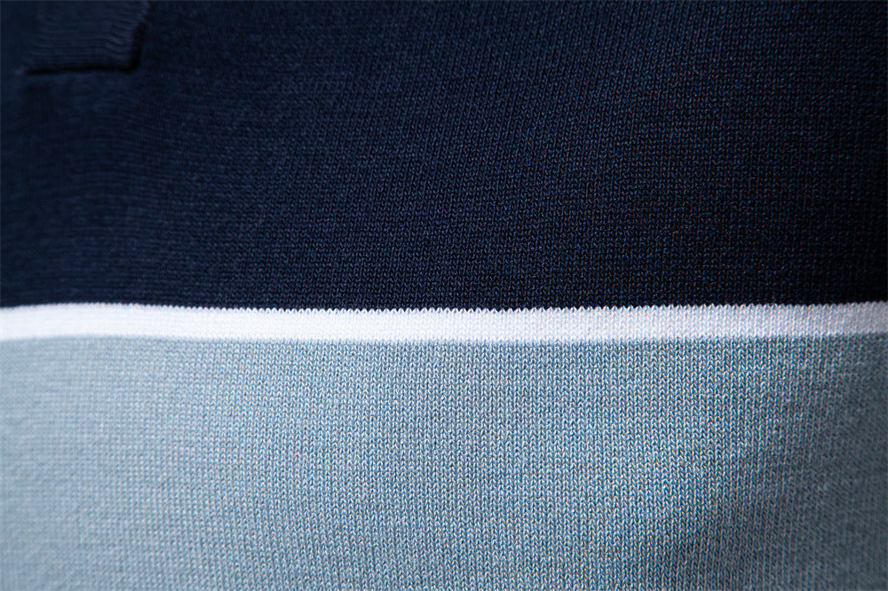 Zweifarbiges Poloshirt für Herren mit V-Ausschnitt