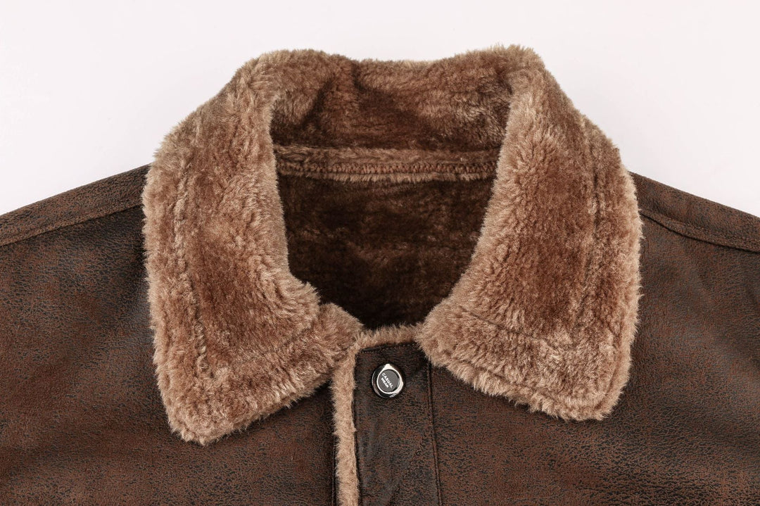 Men's suede jacket with sherpa lining