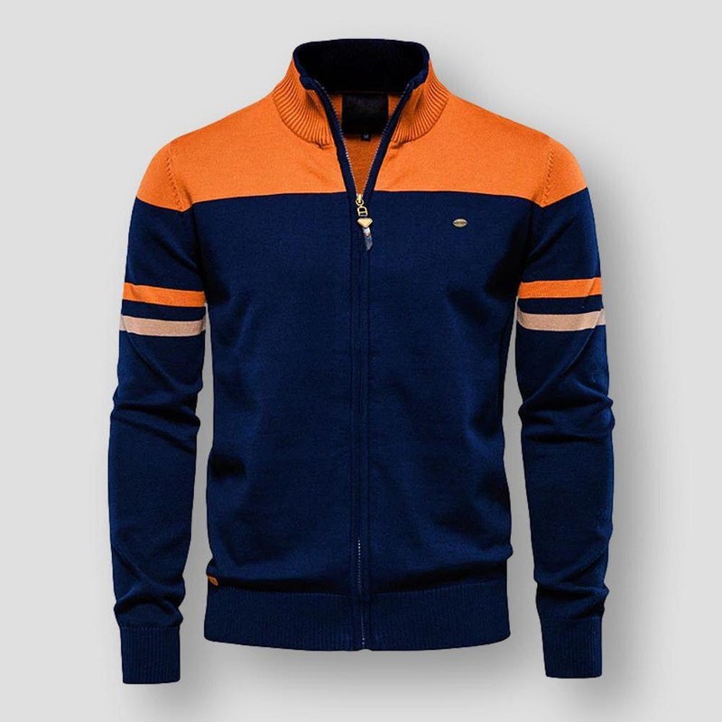 Men's Hoodie with Retro Design and Zipper