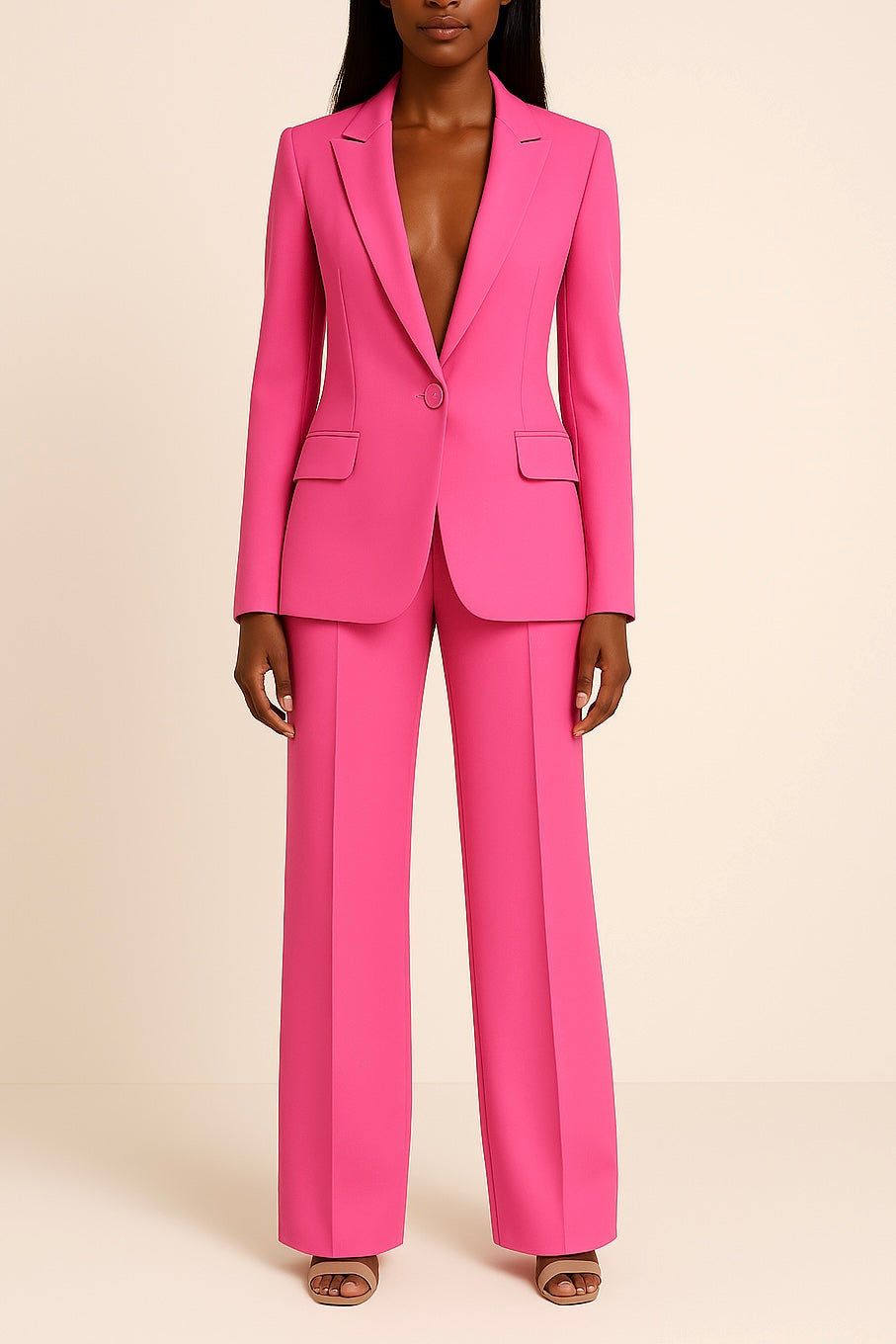 Women's Blazer and Trousers Set with Classic Design 