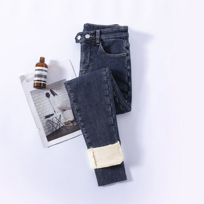 Women's Lined High-Waisted Winter Jeans