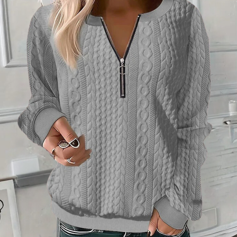 Rückansicht des Damen-Strickpullovers mit lockerem Schnitt