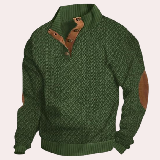 Men's sweater with collar and button placket