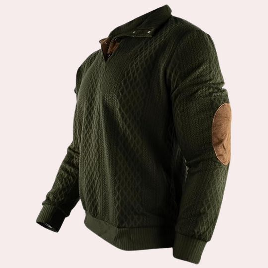 Men's sweater with collar and button placket