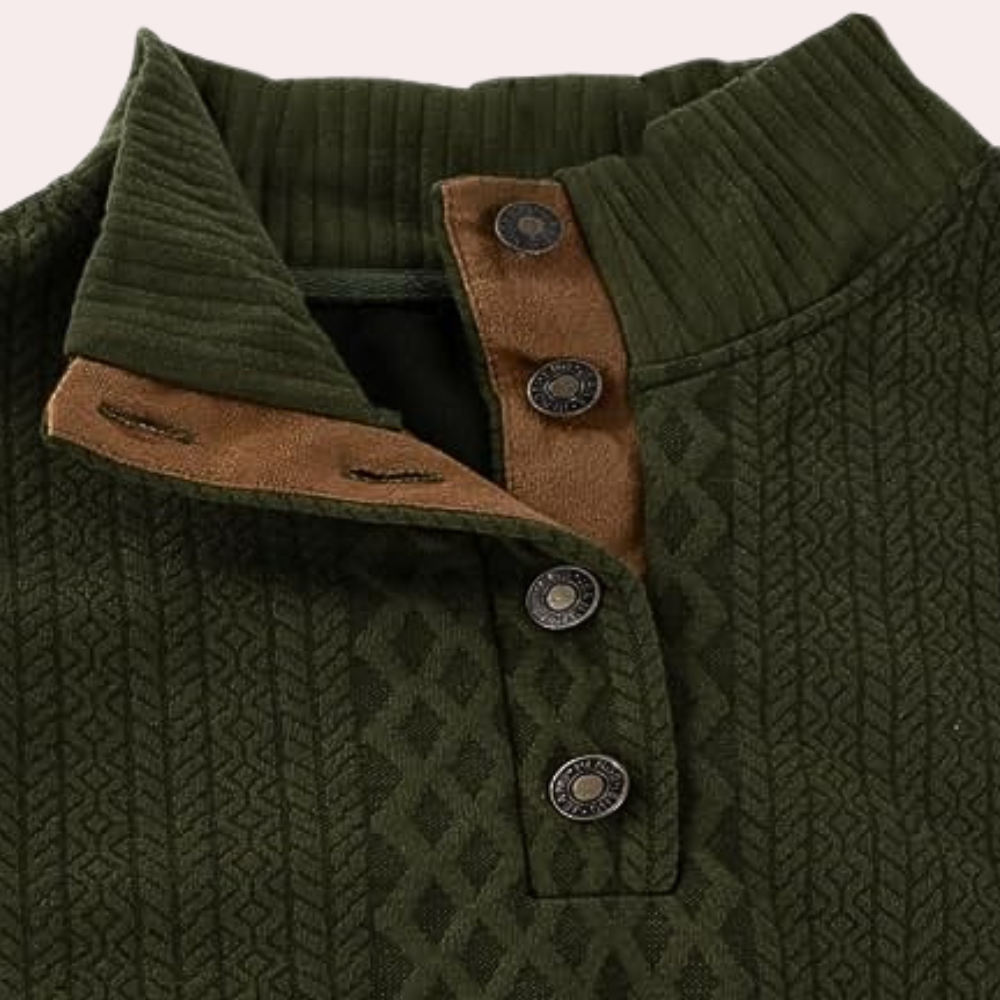 Men's sweater with collar and button placket
