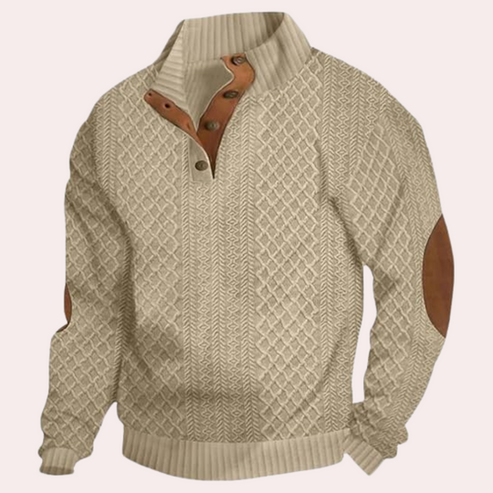Men's sweater with collar and button placket