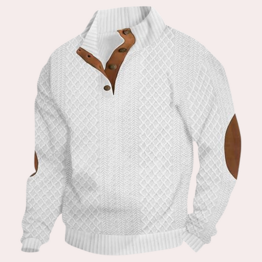 Men's sweater with collar and button placket
